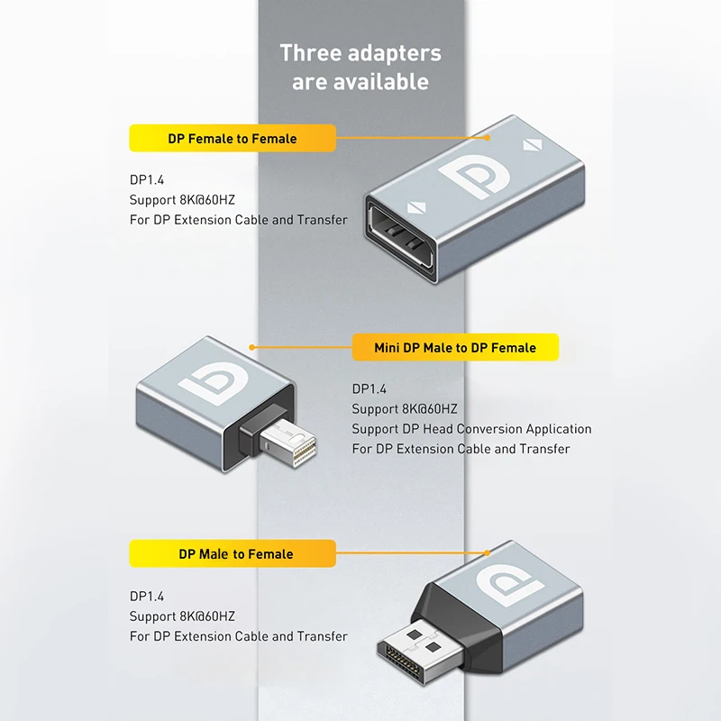 8K 1.4 DisplayPort to DisplayPort Extender DP to DP Adapter with Female to Female Display Port for Ultra HD Signal Extension