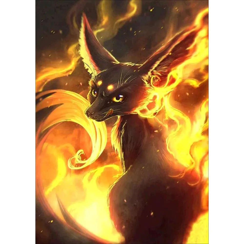 
DIY Fox Diamond Painting for gift and indoor decoration with Full covered Round acrylic diamonds on Oil canvas Size 40x30cm` 