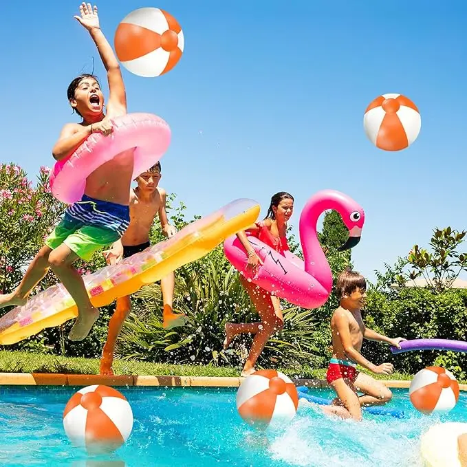 Inflatable Beach Ball 16 Inch Swimming Pool Balls Bouncy Pink Beach Ball Floating for Summer Beach, Pool Party Favor