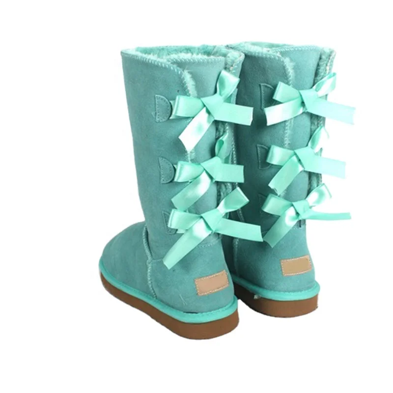 2022 hot sale customizable logo three bow warm women long snow boots