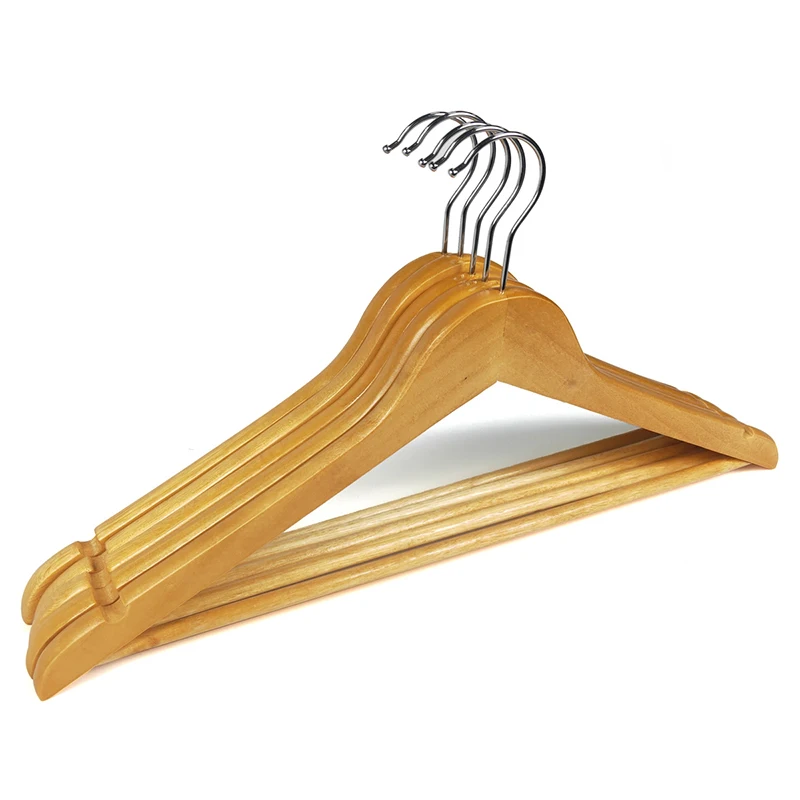 Custom Logo Manufacturer wholesale high quality hot selling round head natural brown wooden hanger for clothing store