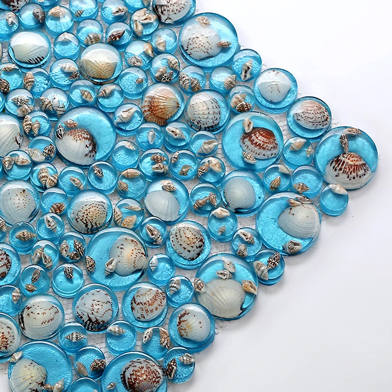 Средиземноморская раковина мозаичный фон настенная плитка плавательный бассейн смола синяя рыба пруд бар настенное украшение
