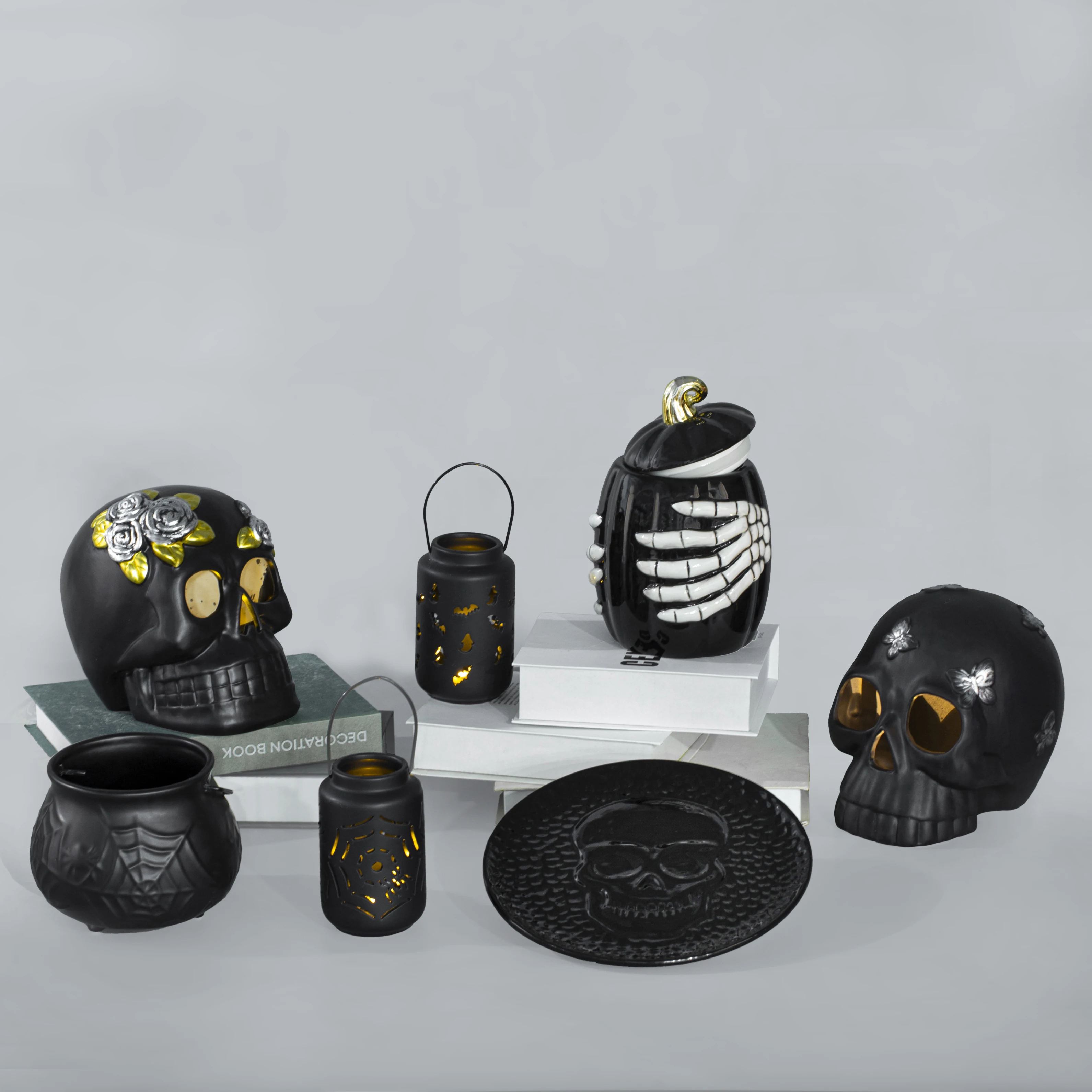 Ceramic Snow Village Halloween Witch Spider and Pumpkin Witchcraft Haunt Lit House
