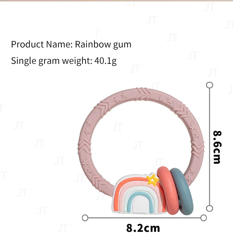 Hot Selling BPA Free Safe Soft Bracelet Ring Shape Chew Toys Silicone Rainbow Baby Teethers