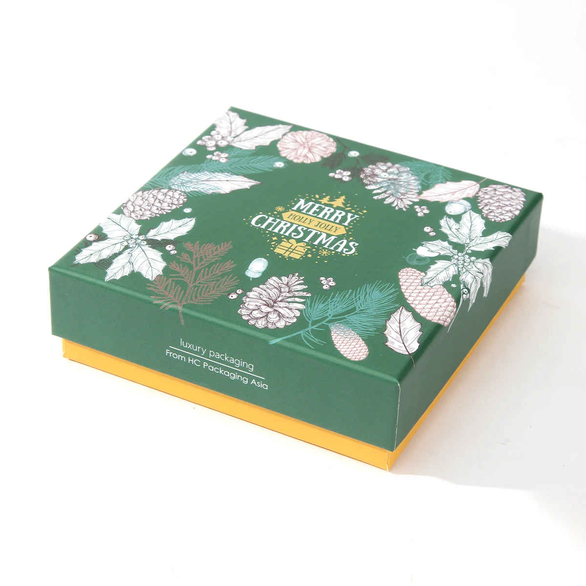 Customized Chocolate Donuts Cookie rectangle green food gift boxes for Gold paper lined packaging