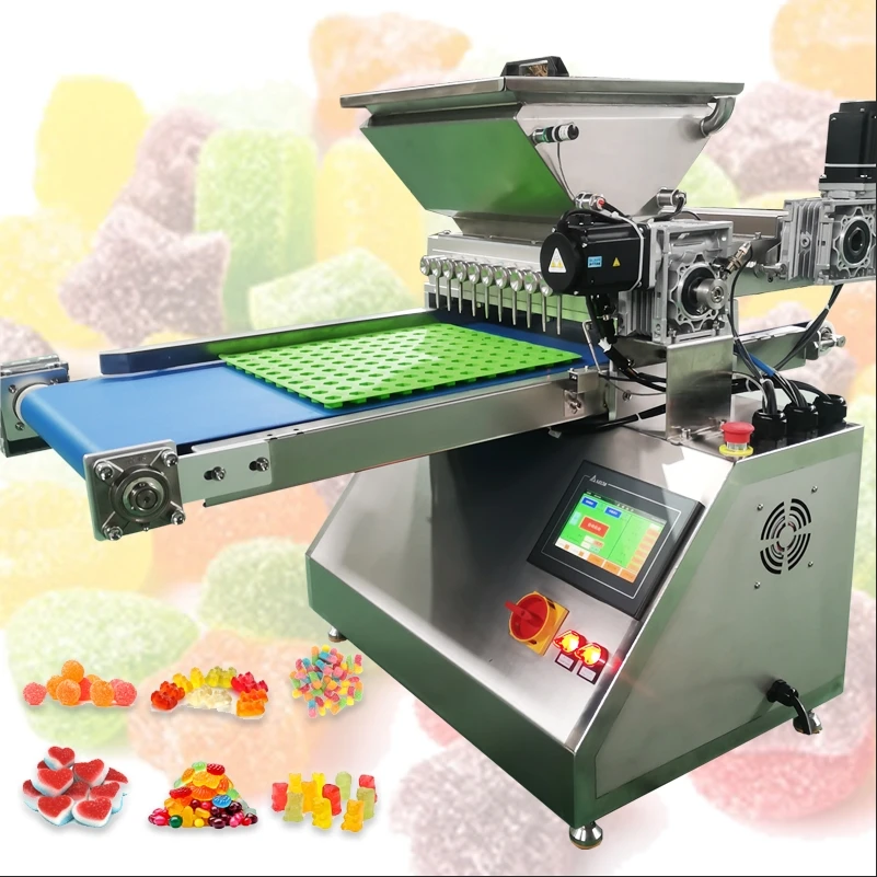 Super Lollipop Strawberry Gummy Pectin Small Depositor Square Semi Automatic Jelly Make Machine