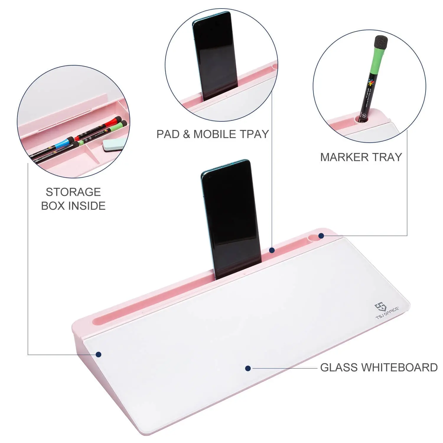 2022 new arrival office glass dry erase desktop computer storage whiteboard pad
