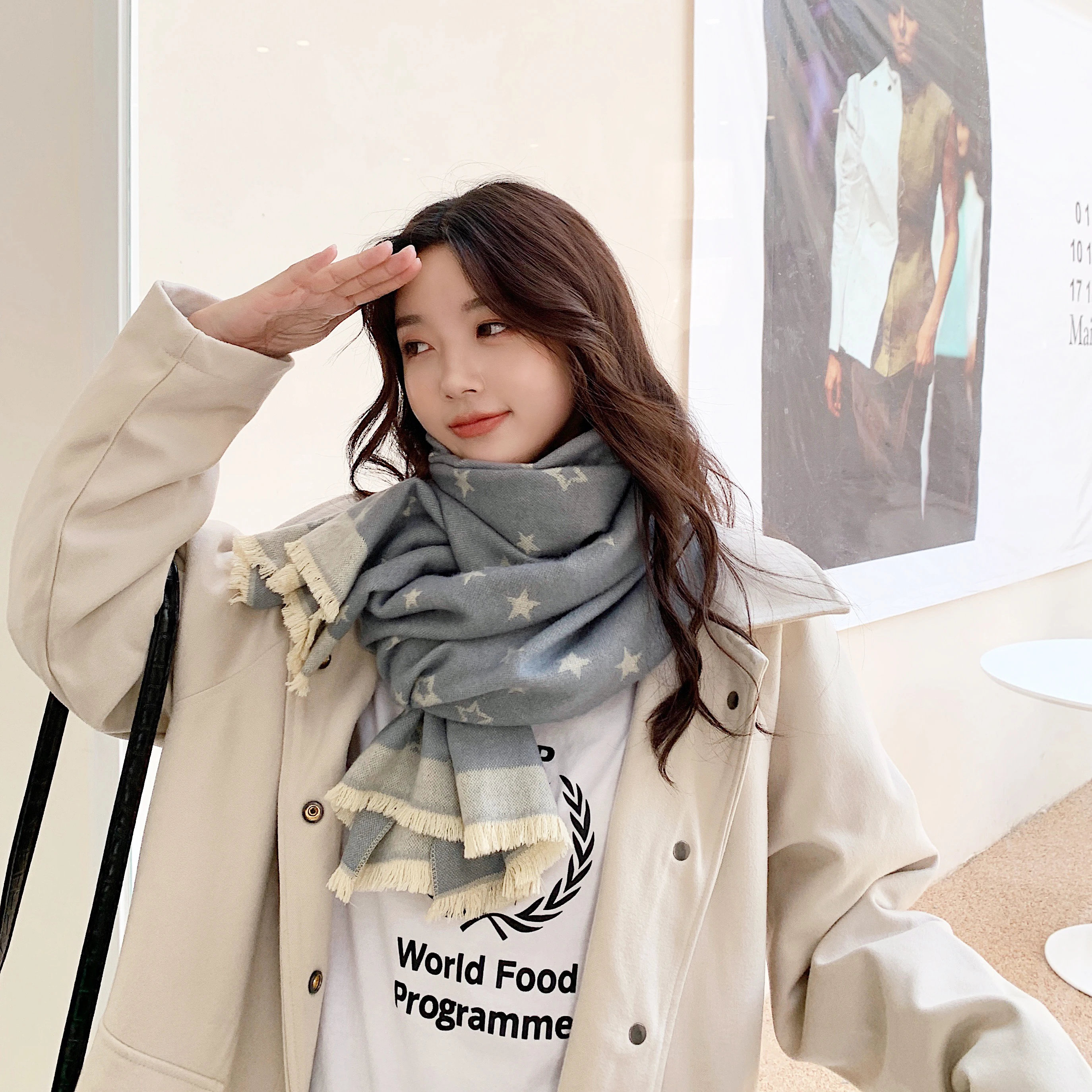 Hot Sale Style Winter Fashion Designer Women Horse Jacquard Scarf Pashmina Cashmere Warm Thick Shawls Scarfs