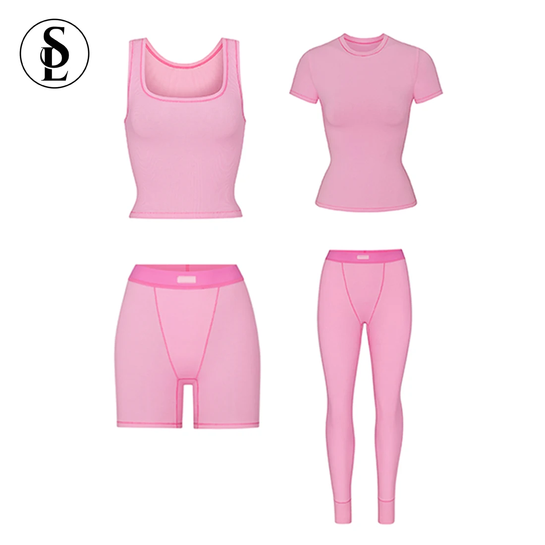 Custom Logo Women s Sets Two Piece Lounge Wear Set for Women Cotton Ribbed Leggings and Crop Top Skims Loungewear Sets