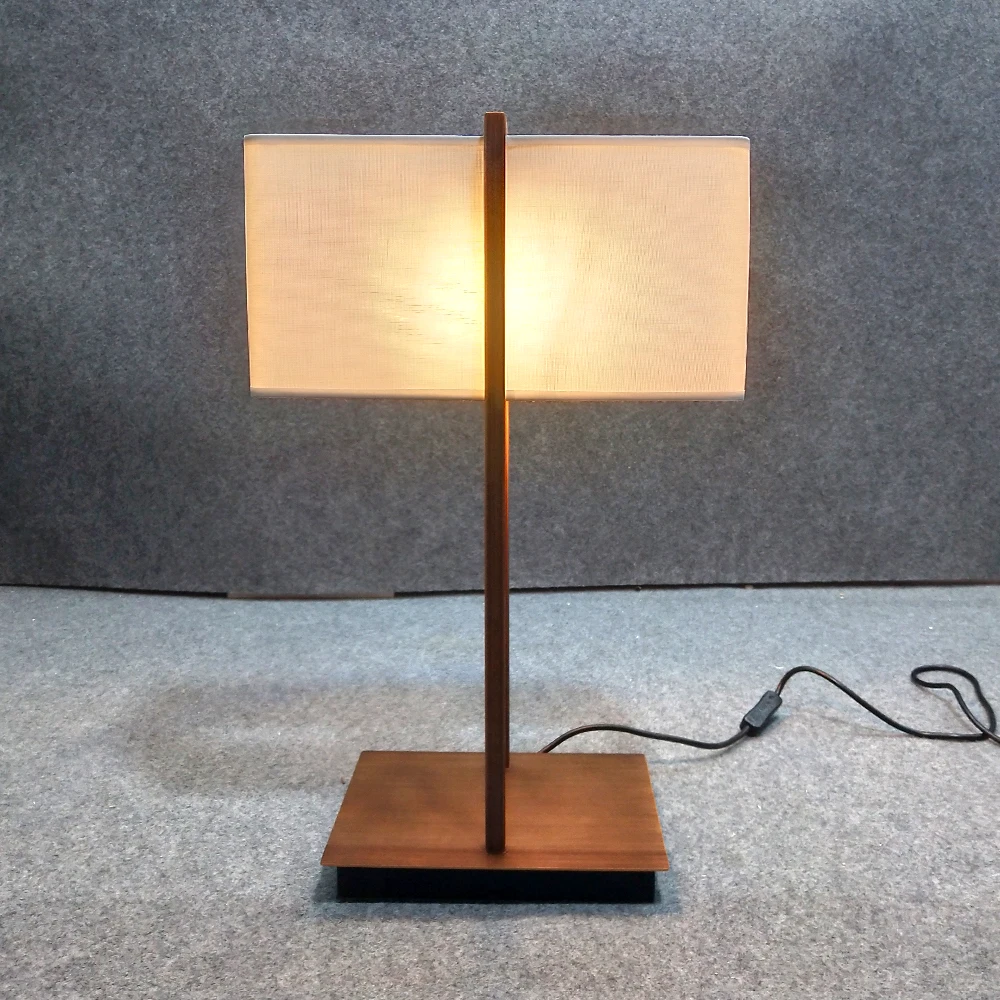 Hotel customization off white linen shade pamel irom painted dark coffee color table lamp 1*E27 led 3000K 6W table lamp