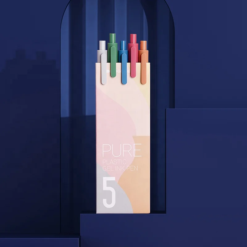 KACO Retractable Refillable Gel Ink Pens 0.5mm Fine Point 5 Morandi Colors Set Colored Ink