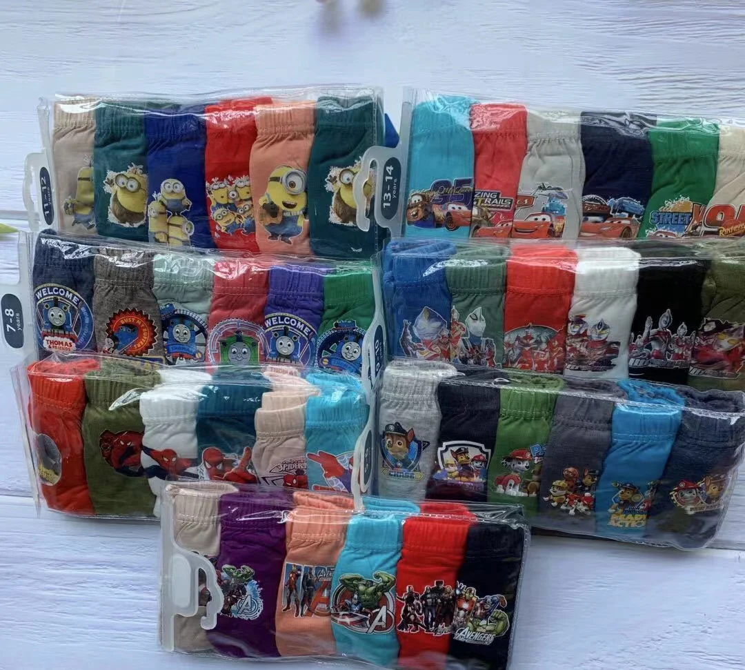 2023Underwear In Boys Children Kids Cute Cartoon Bag Quantity Panties 100%Cotton Set Oem Anti Packing6ps set