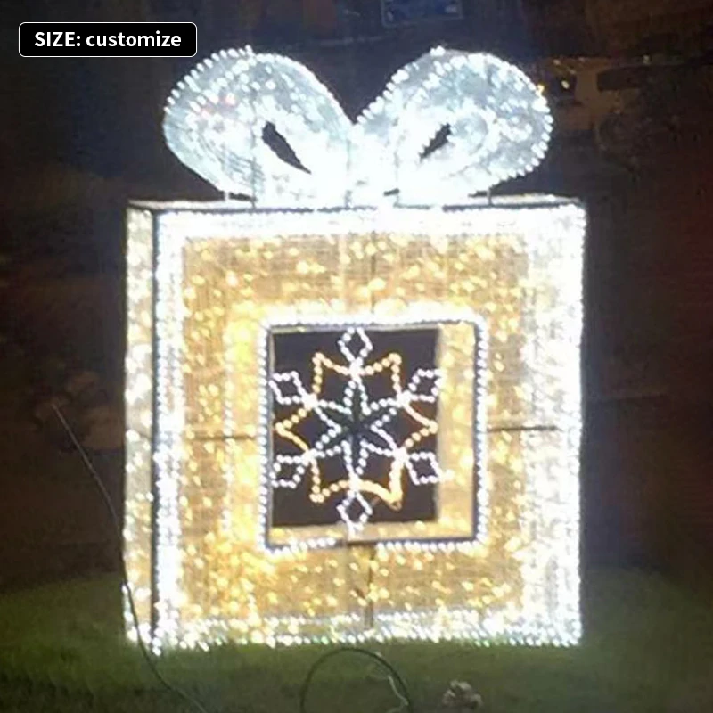 Ledemo Lighted Giant Garland Gift Box light Christmas Event Shopping Mall decoration LED Motif light for Outdoor