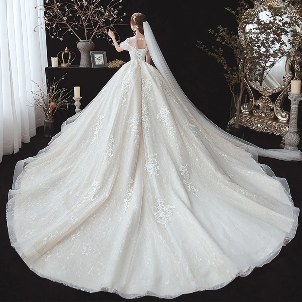 Beading Appliques Lace Short Sleeve High Waist Princess Ball Gown Wedding Dress For Pregnancy Brides Plus Size Aliexpress