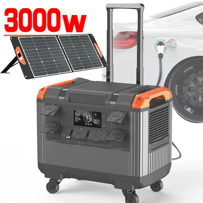 3000w Solar Power System Power Banks Supplies Fast Charging Outdoor Portable Power Station EV Charger Energy Storage Battery