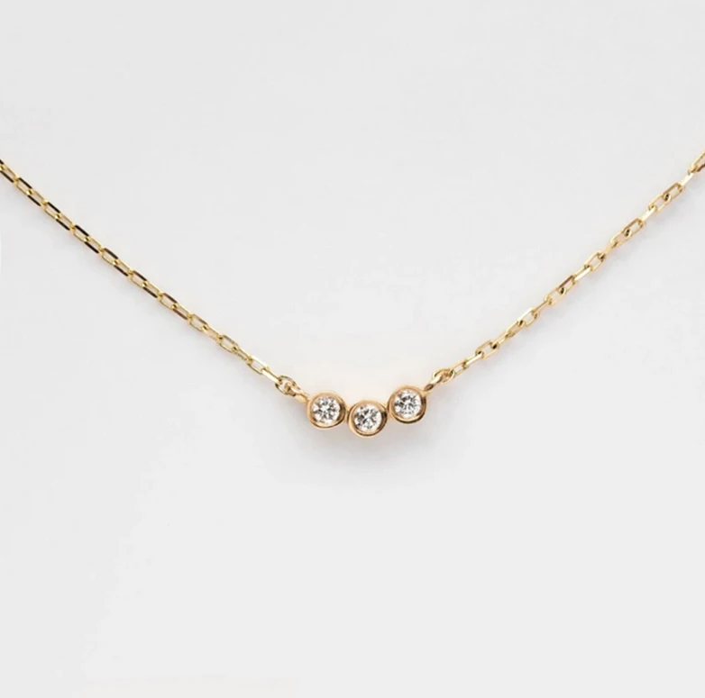 Minimalist Diamond Necklace Custom Real 10Kt 14Kt 18Kt Gold Jewelry Pendant Necklace Women Ladies