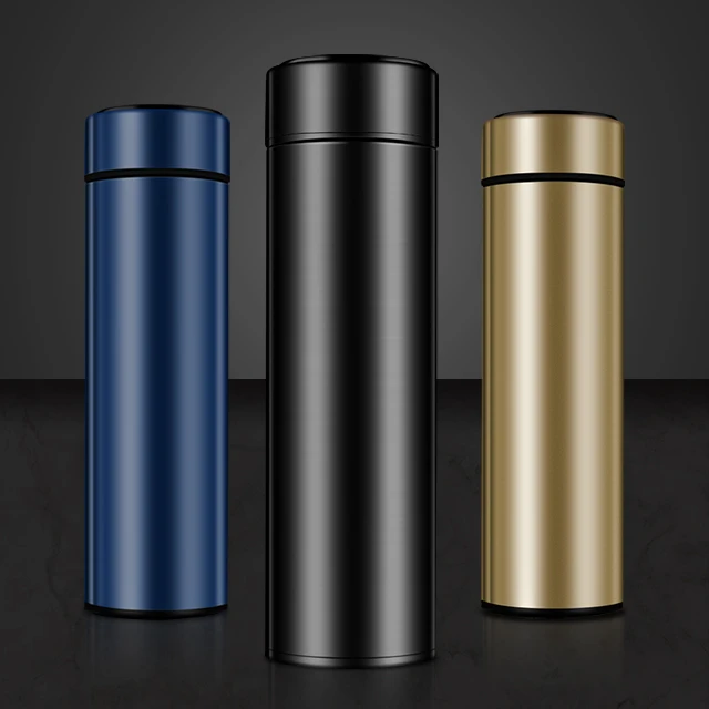 Double Wall Vacuum Insulated Stainless Steel Temperature Display Metal Water Bottle