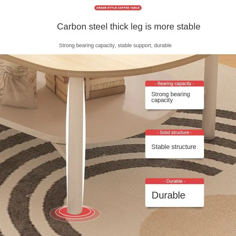 Coffee Table Small Apartment Living Room Home Sofa Tea Table Simple Modern Oval Table Minimalist Cream Style