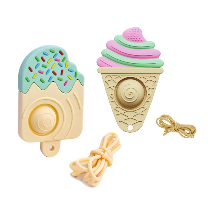 Wholesale Latest Popsicle Design Infant Toddle Baby Teething Toys Pop Fidget Sensory Toys For Kids With Anti-Drop Strap
