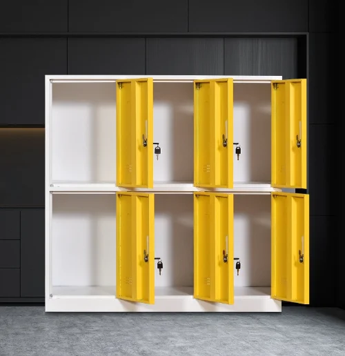 6 Door Knock Down Lockable Locker Steel Clothes Compartment Wardrobes