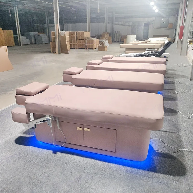 Salon Furniture 2 Motors Spa Table Electric Heating Function Electric Spa Stretcher Base With Light Electric Massage Table Bed