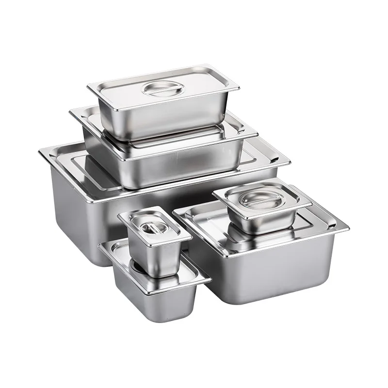 Hotel  Restaurant Equipment  1/4 Size Available High Quality 304 Stainless Steel Food Rectangle  Pans S/S Gn Pan With Lid
