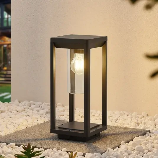 Modern ip44 die-cast aluminum square bollard e27 outdoor garden electric lights decoration in garden