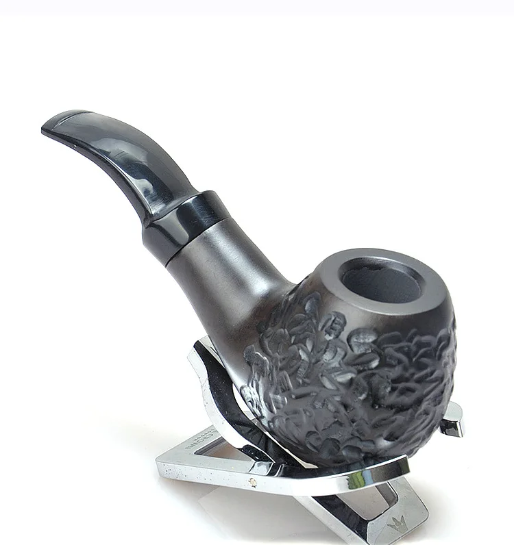 
Black wood pipe with bent filter tip pipe set without rack smoking pipe 