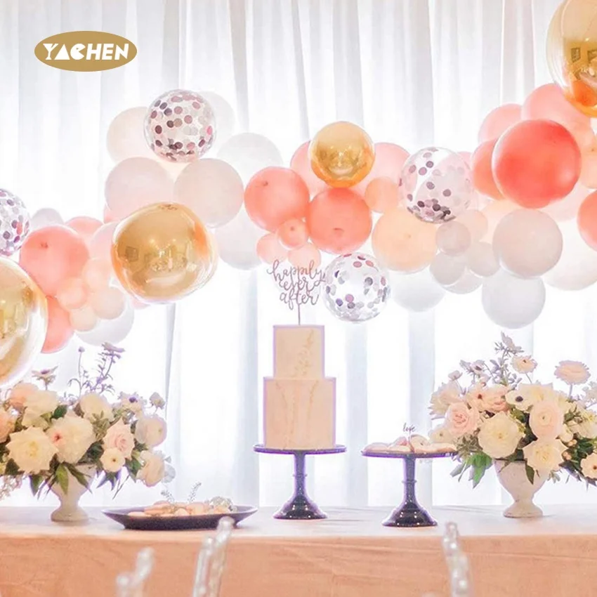 Pink Gold 60pcs Single Ballons Balloons Garland Arch Kit for Baby Shower Wedding Party Decorations