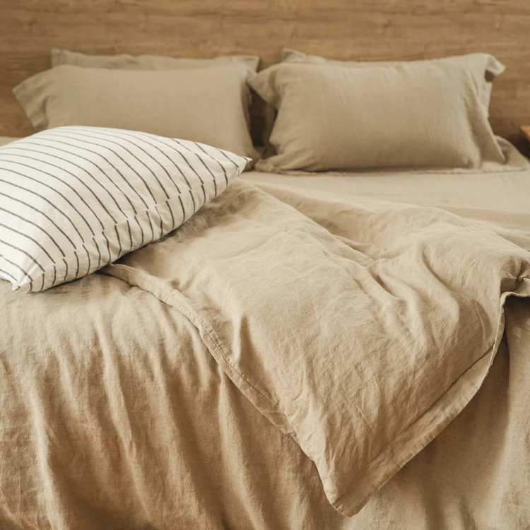 GOTS Certificate Biodegradable And Stylish Fabrics  100% Natural Pure Linen Flax Custom Linen  Duvet Cover Set and Bed sheet