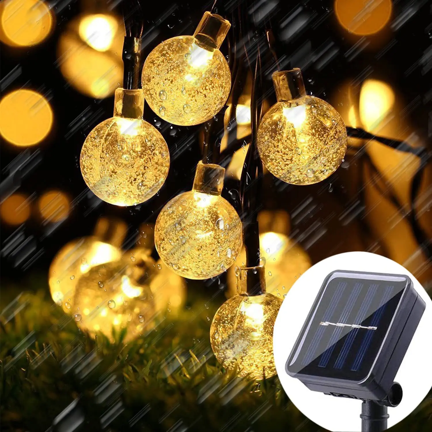 8 Models Waterproof Christmas Garden Lights Outdoor Round Solar Power Led String Light Holiday Decoration Fairy Bubble Ball Lamp