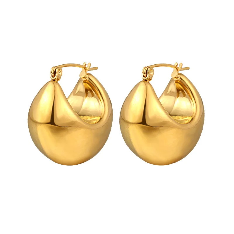 Fashion 2024 Geometric C 18k Gold Plated Luxury Earrings Stainless Steel Chunky Hollowed Big Statement Earrings