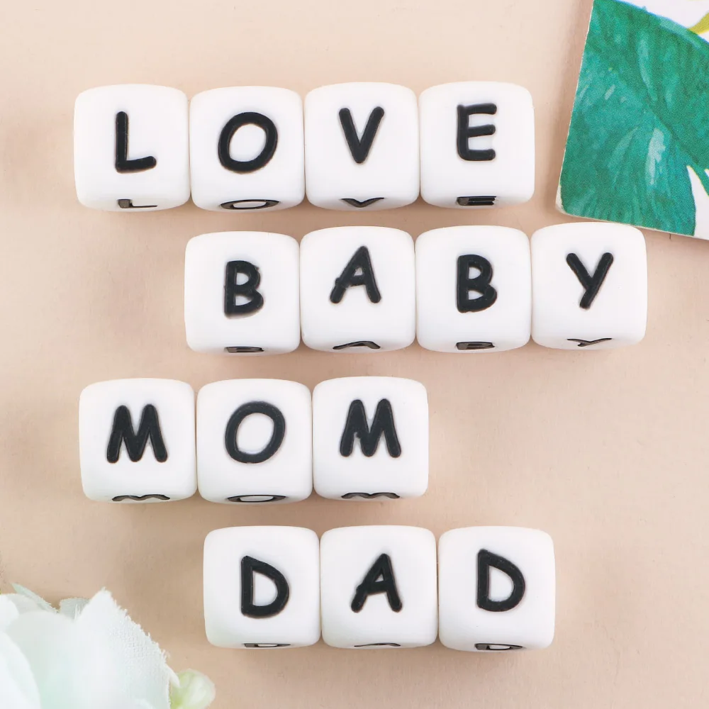 Optional Letters Fine White Background Black Acrylic English Beads DIY Beaded Bracelet Early Education Tools