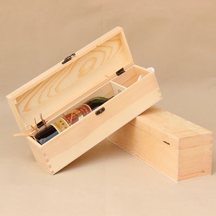 wholesale custom gift cheap wooden wine boxes single bottle wine box Portable Custom Size Wooden Wine Packaging Box