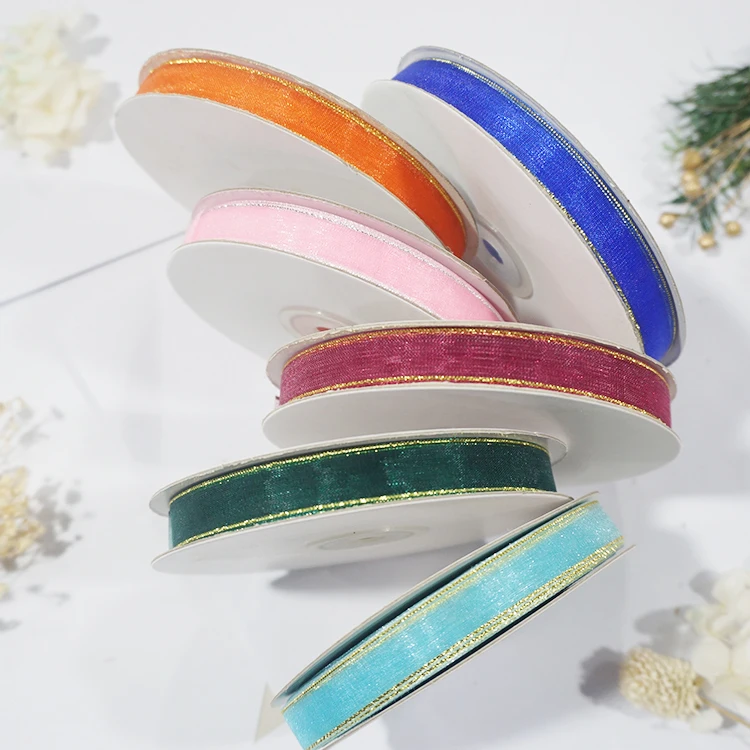 Color stripe 100% polyester ribbons tapes organza satin grosgrain ribbon with custom printing logo