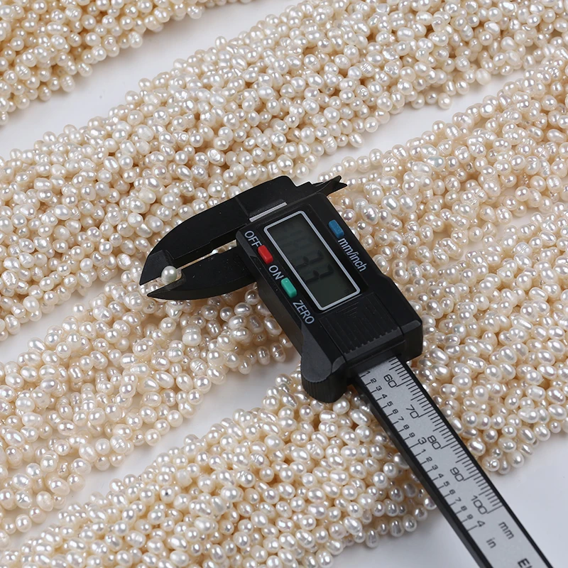 Top Drill Hole 3.5-4mm A AA AAA AAAA natural white loose beads real freshwater rice pearl strand for jewelry making