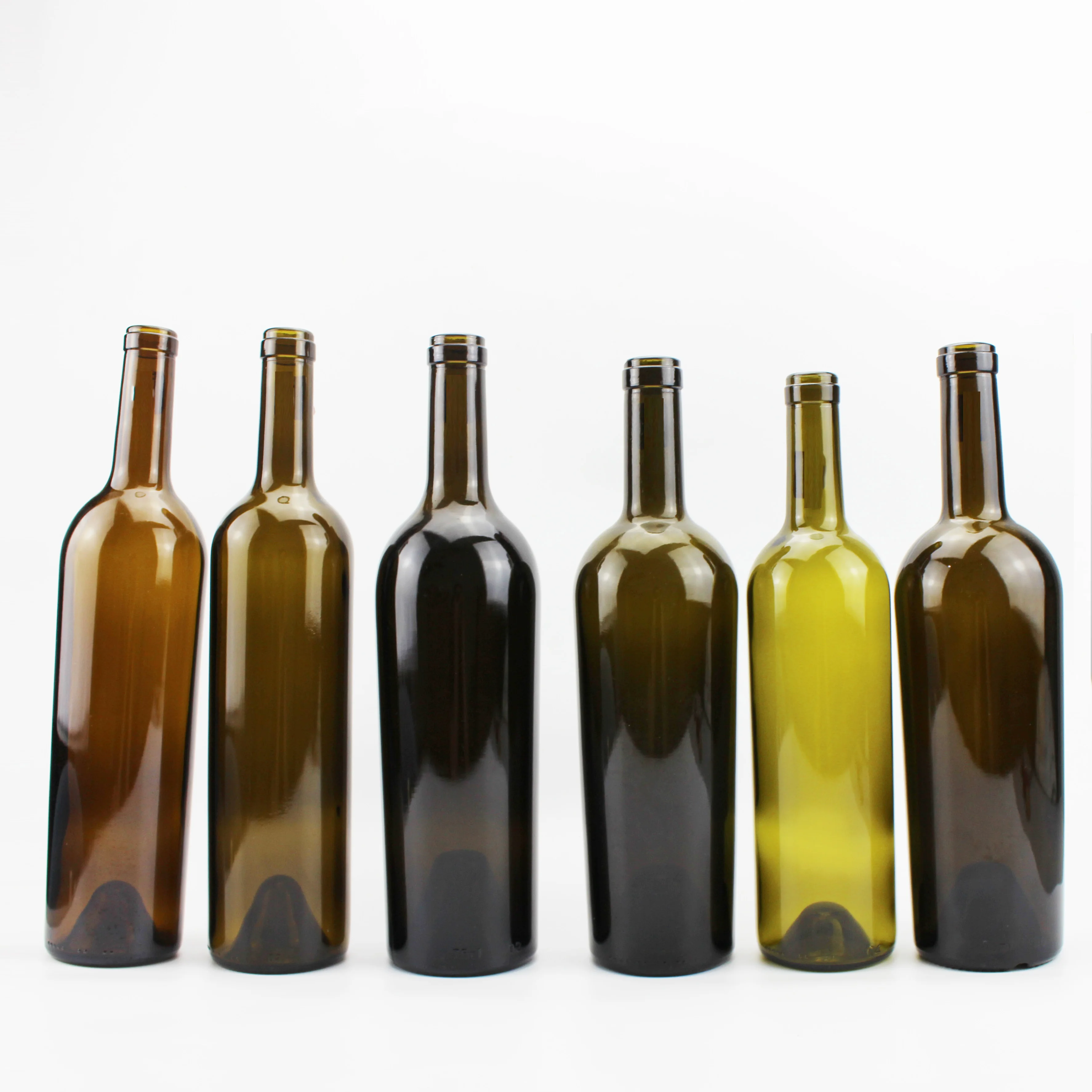 Wholesale brown green black 187ml 375ml 500ml 750ml empty wine glass bottle
