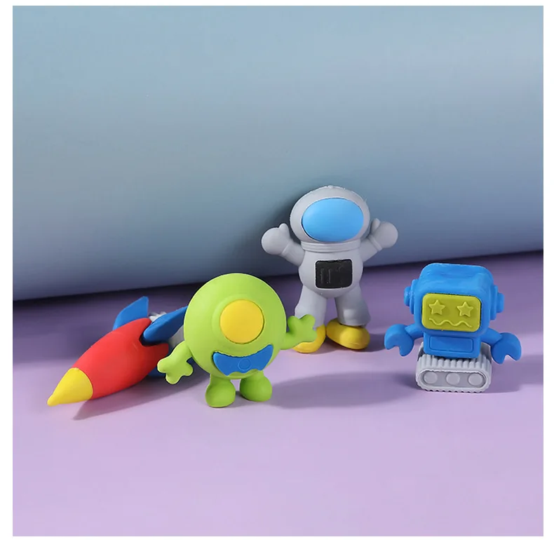 Factory wholesale creative rubber cartoon spaceman eraser tpr cartoon cute rubber toy eraser