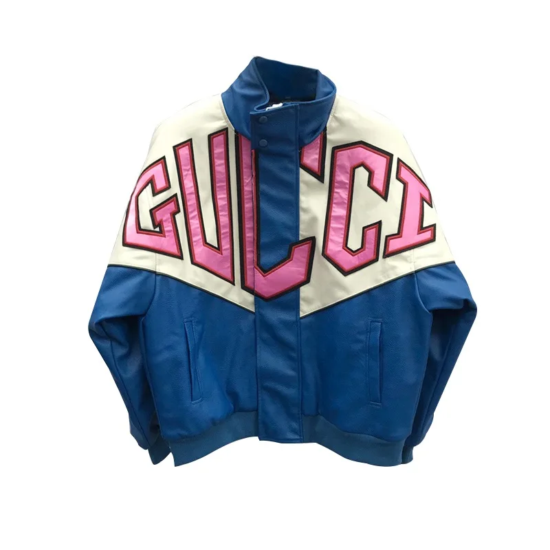 Wholesale Custom printed logo plain fashion blank women leather pu coat bomber jacket