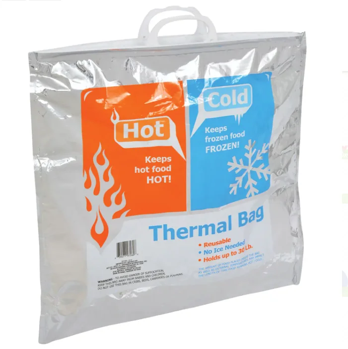 Large Thermal Insulated Food Carry Bag Hot Cold Insulated Foil Grocery Bag Aluminum Foil Customized Branded Insulated Packaging