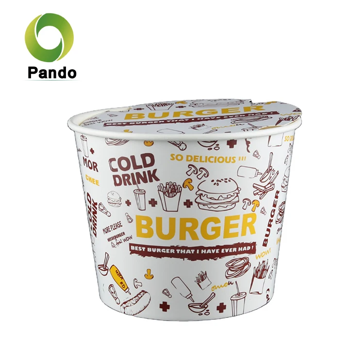 Eco friendly hot sale stock high quality large cinema popcorn paper bucket for chicken
