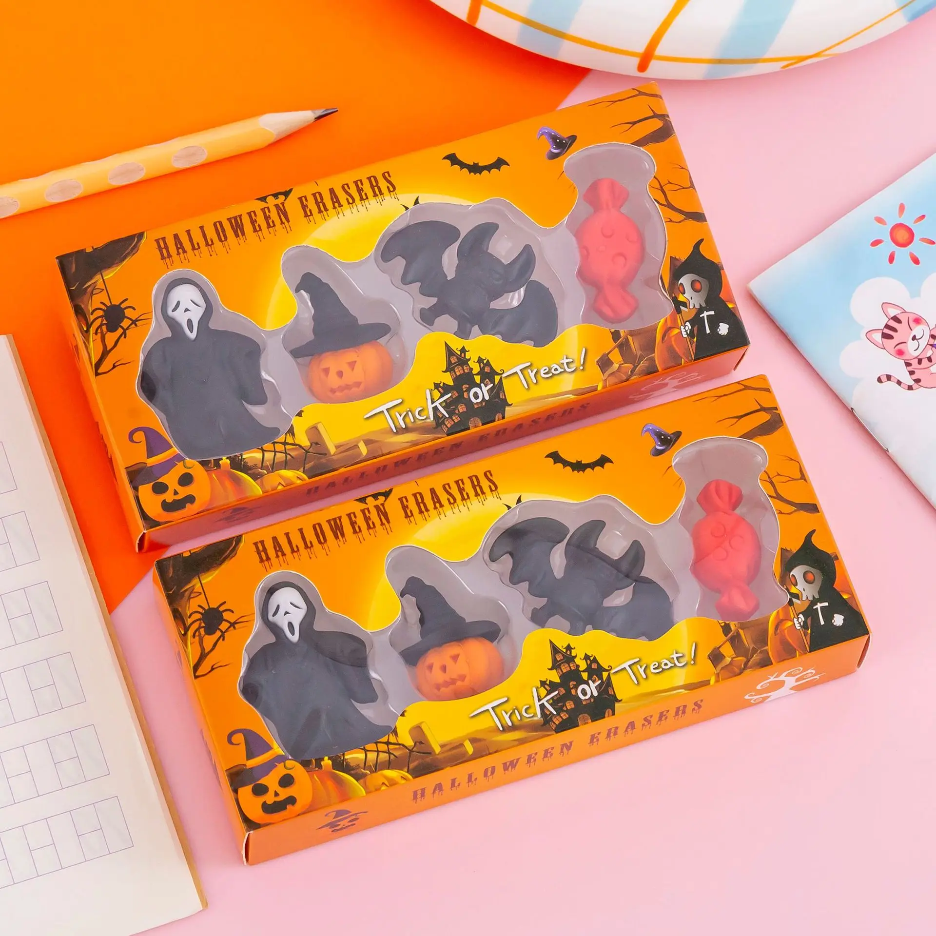 New Halloween eraser combination set, Halloween gift eraser for students and children