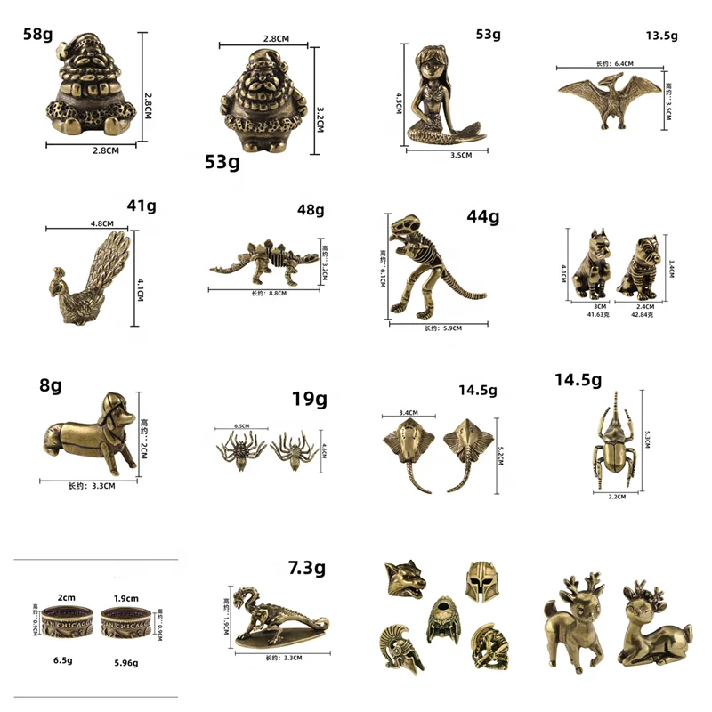 Brass material made of puppy ornaments cute dog zodiac dog bronze figurine toys.