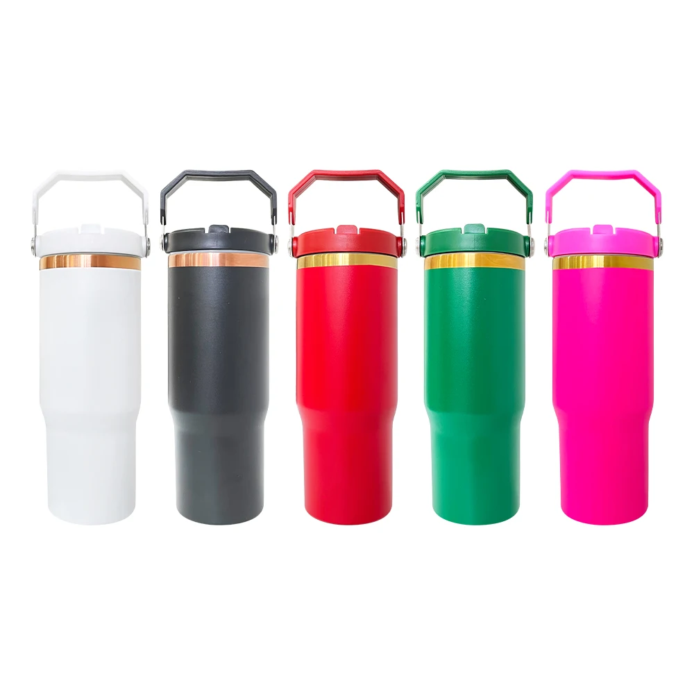 gold copper coated 30oz flip top straw student tumbler for laser engraving for cold drinks outdoor sports travel mug