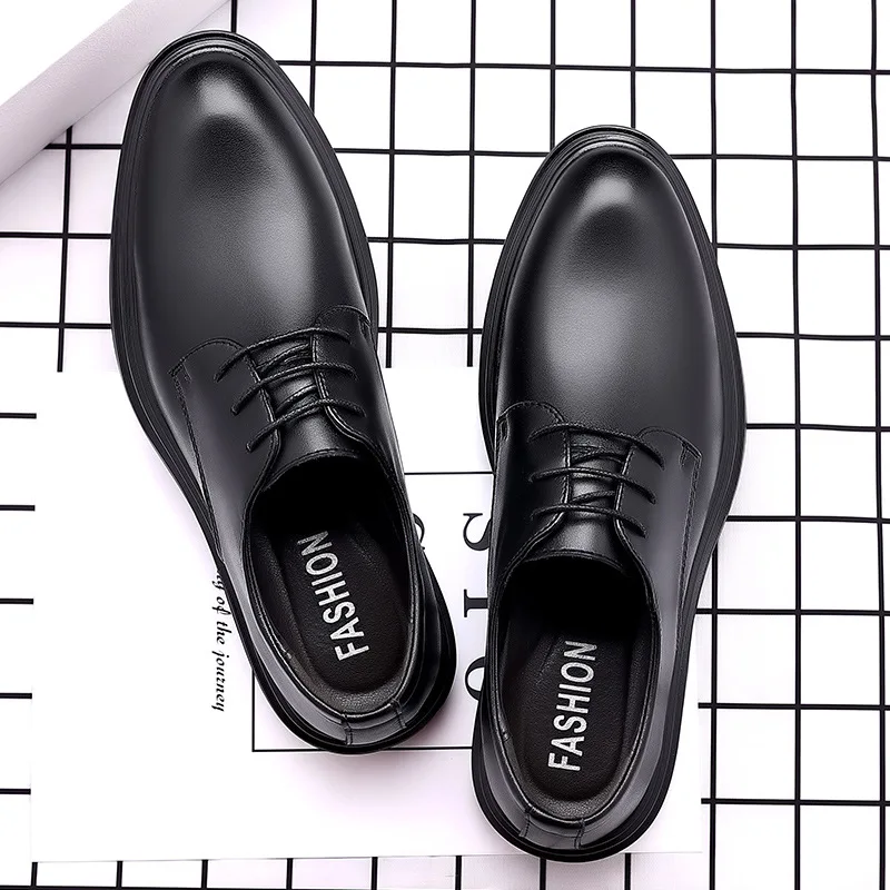 New Men Dress Shoes Business Office Lace-Up Casual Office Driving Shoes Man Flat Party LeatherWedding Shoes