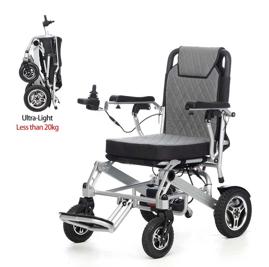 Foldable Newest Joystick Controller Reclining Remote Electric Wheelchair, Aluminum Folding Power Wheelchairs