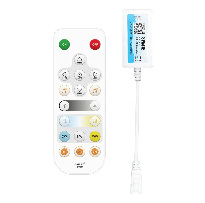 SP547E Dual Color Temperature WiFi Controller IoT Colorful Light Strip LED Controller Remote Control APP Speaker Control