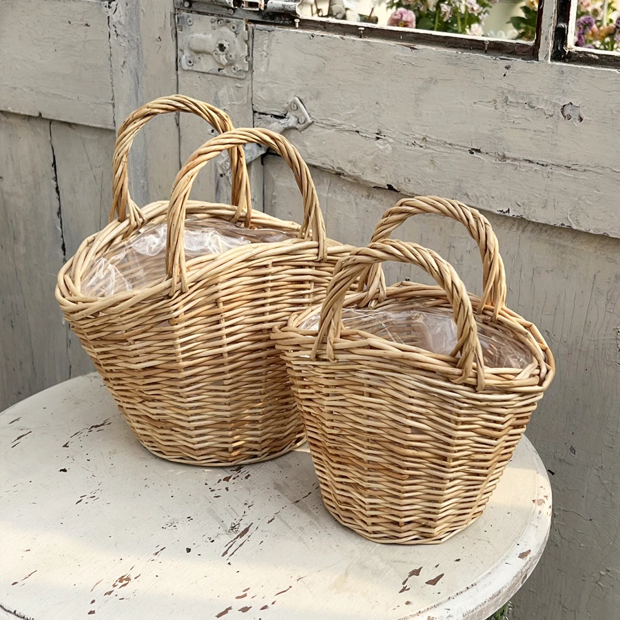 Корзина для растений, плетеная корзина для растений, цветочная корзина для растений, 100% ручной работы, плетеная пластиковая декорация для дома, Европейский ангел, народное искусство, ива