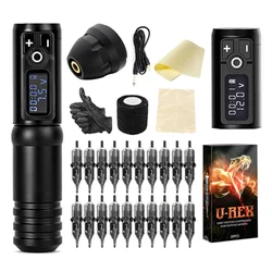 Амбиции флэш-Профессиональный цифровой японский мотор беспроводная ручка для нанесения тату машина наборы с картриджем и дополнительный