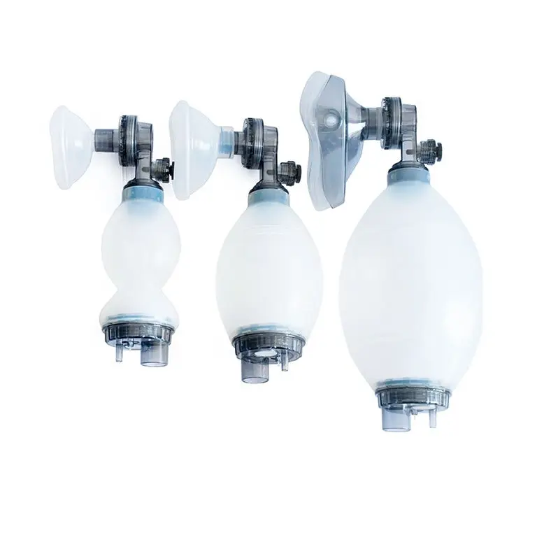 White Color Silicone Emergency Ambulance Manual Portable Resuscitator Kit Ambu Bag